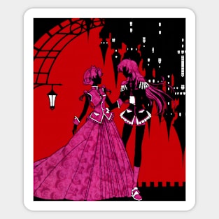 Revolutionary Girl Utena | Anthy Himemiya & Tenjou Utena | Upside Down Castle | Pink Black Red Design Sticker